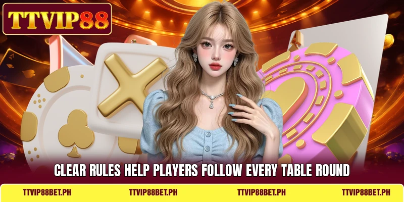 Clear rules help players follow every table round Clear rules help players follow every table round