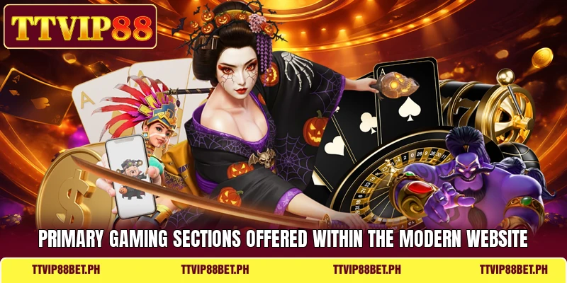 Primary gaming sections offered within the modern website